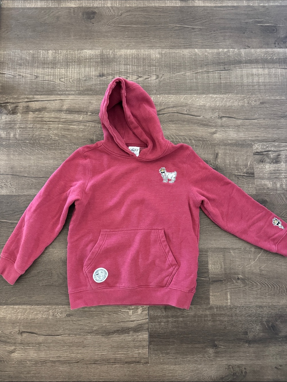 GOAT USA Kids heathered red Hoodie with Embroidered branding sz L
